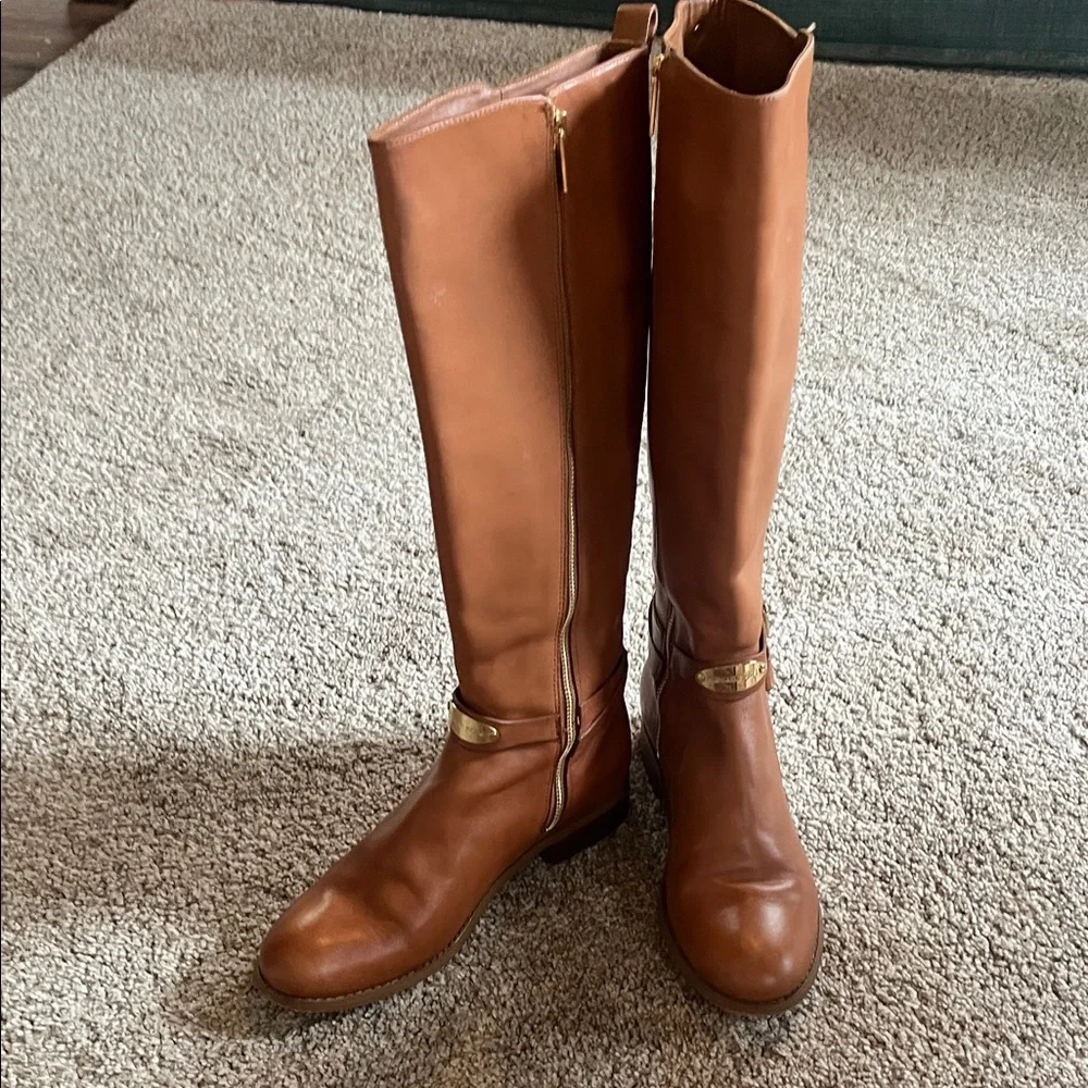 Michael Kors Cognac Brown Leather Riding Boots